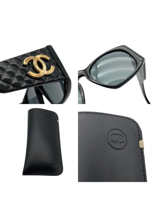 Chanel Sunglasses Eyewear Quilted Black Gold CC Logo Vintage Classic Purple main image 5